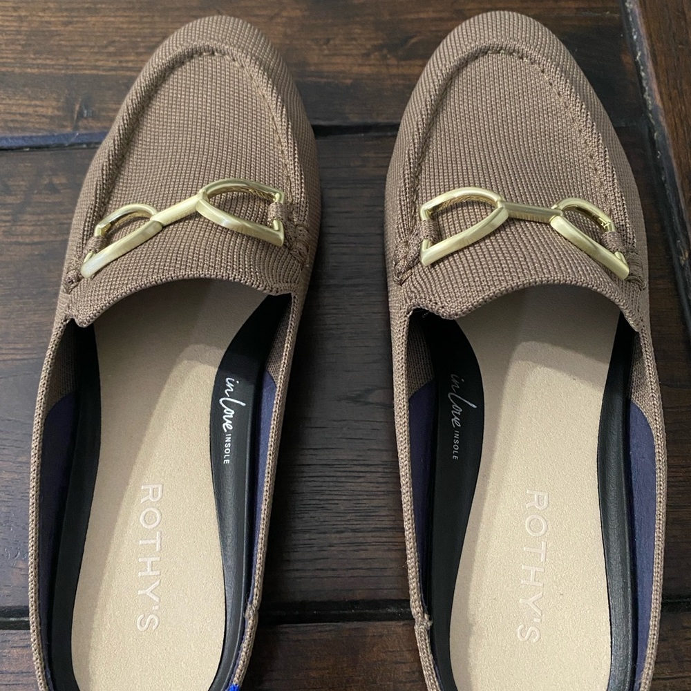 Rothy's Brown Loafers with Gold Detail - Picture 6 of 7